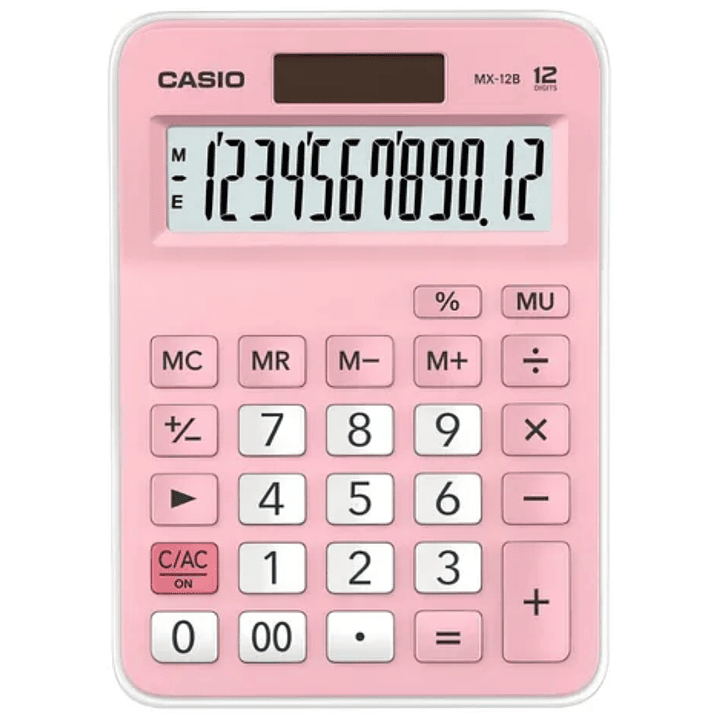 Casio Calculadora Mini Escritorio 12 Digitos Rosado MX-12B-PK 1