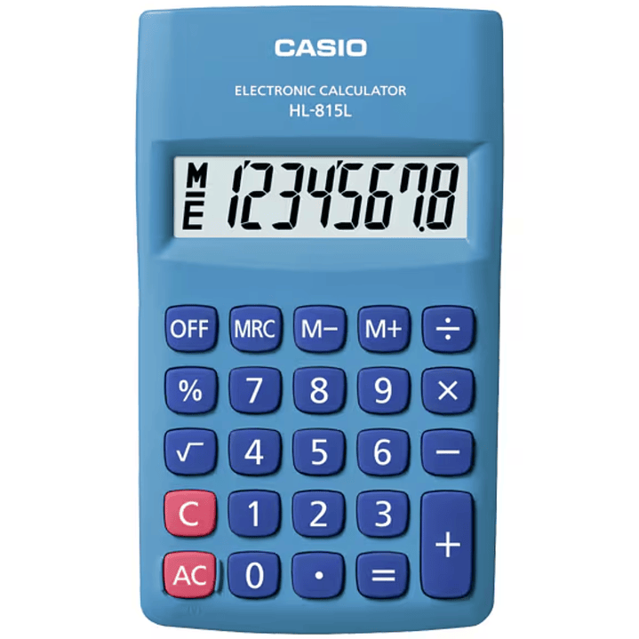 Mini Calculadora Casio Básica Portátil Azul HL-815L-BU 1
