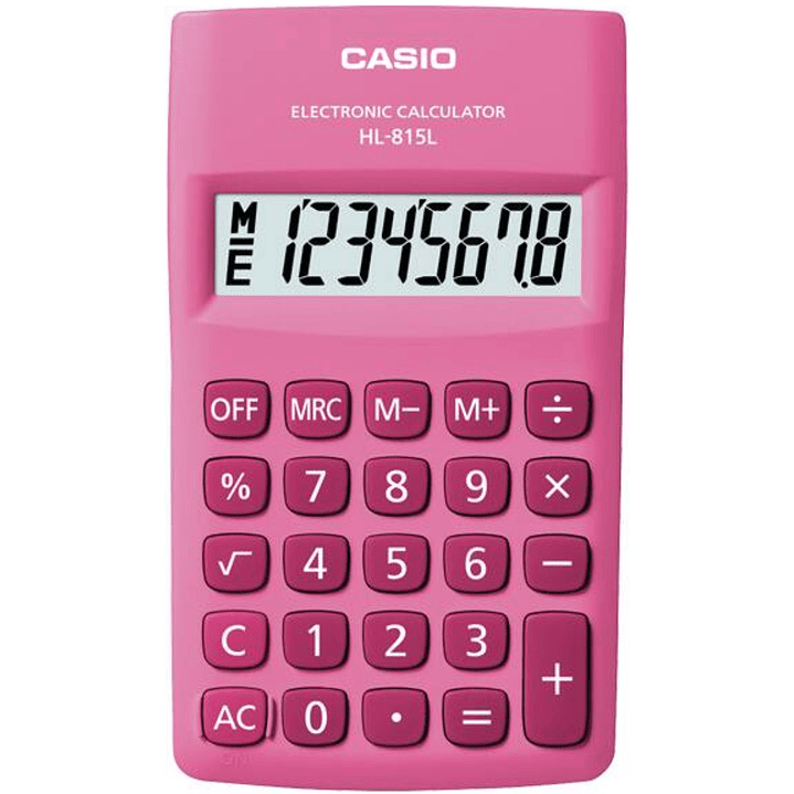Mini Calculadora Casio Básica Portátil Rosado HL-815L-PK 1