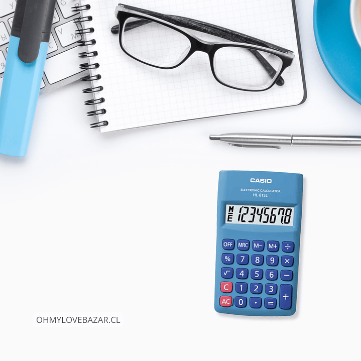 Mini Calculadora Casio Básica Portátil Azul HL-815L-BU 2
