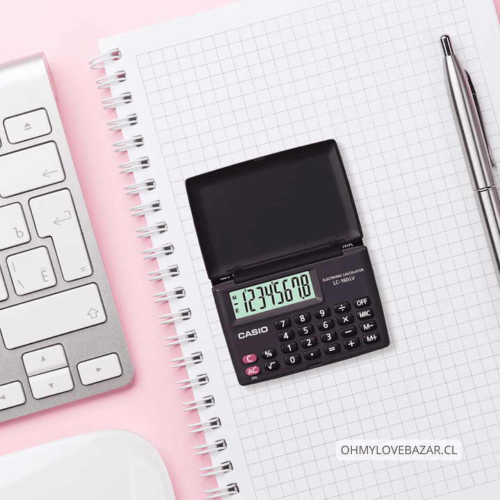 Mini Calculadora Casio Plegable Portátil LC-160LV-BK 2