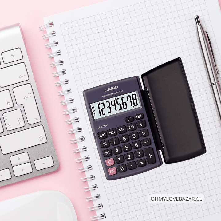 Mini Calculadora Casio Portátil con Tapa LC-401LV-BK 2