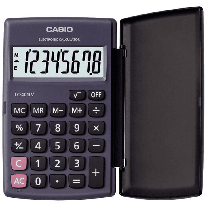 Mini Calculadora Casio Portátil con Tapa LC-401LV-BK 1