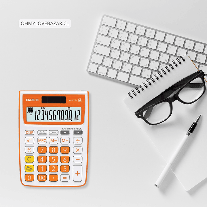 Casio Calculadora de Escritorio Naranjo MJ-12VCB-RG 2