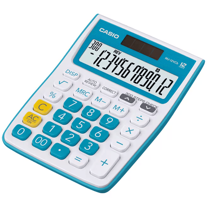 Casio Calculadora de Escritorio Azul Turquesa MJ-12VCB-BU 2