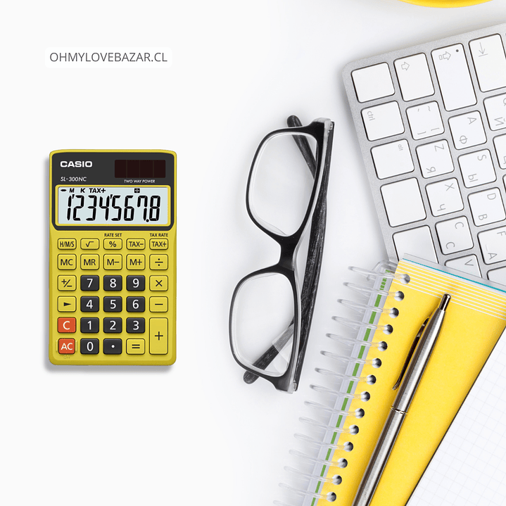 Mini Calculadora Casio Portátil Amarillo SL-300NC-BYW 2
