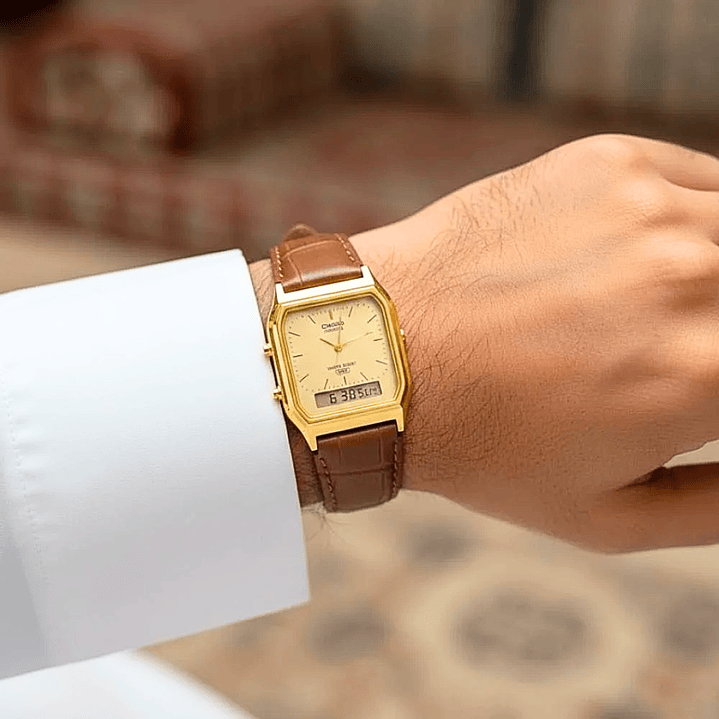 Reloj Casio Vintage Unisex Correa Cuero AQ-230EGL-9A 5