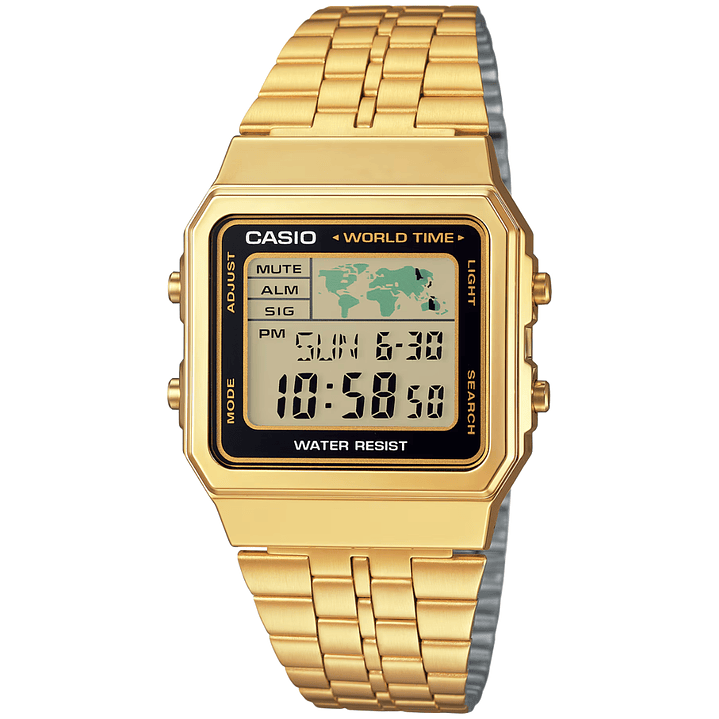  Reloj Casio Vintage World Time Dorado A500WGA-1