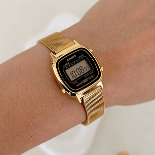 Casio Mini Vintage LA-670WGA-1  + correa milanese acero inoxidable 