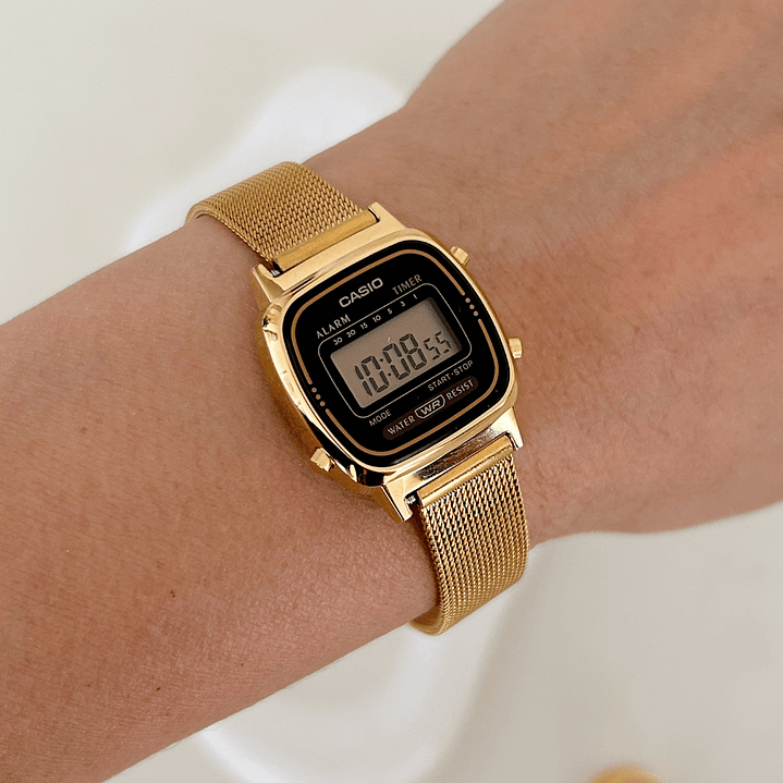 Casio Mini Vintage LA-670WGA-1  + correa milanese acero inoxidable  1