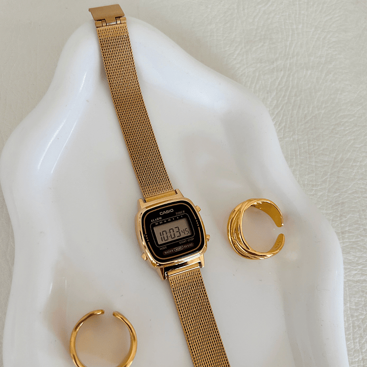 Casio Mini Vintage LA-670WGA-1  + correa milanese acero inoxidable  3