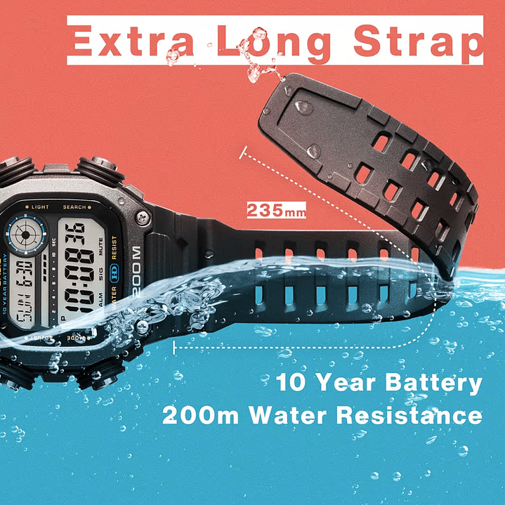 Reloj Casio World Time Corrrea Extra Larga WR200 DW-291HX-5A 5