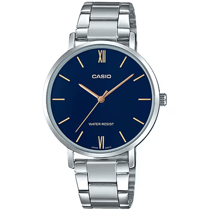 Reloj Casio Mujer Análogo Minimalista Plateado LTP-VT01D-2B 1