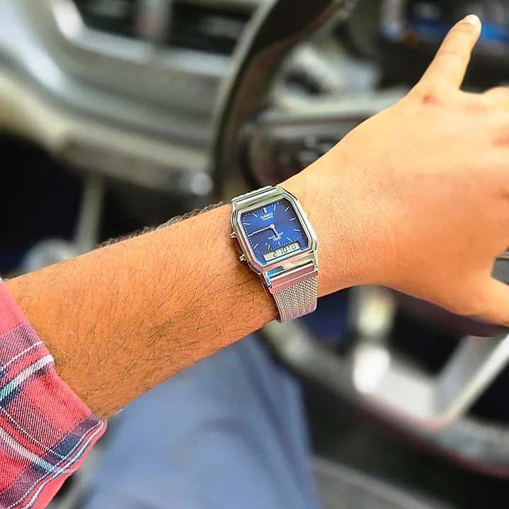 Reloj Casio Vintage Unisex Correa Milanese AQ-230EM-2A 5