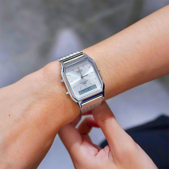 Reloj Casio Vintage Unisex Correa Milanese AQ-230EM-7A 2