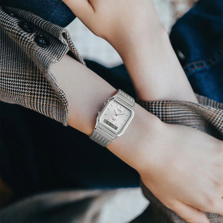 Reloj Casio Vintage Unisex Correa Milanese AQ-230EM-7A 3