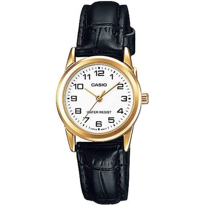 Casio Mini Mujer Dorado Cuero Negro LTP-V001GL-7B  1