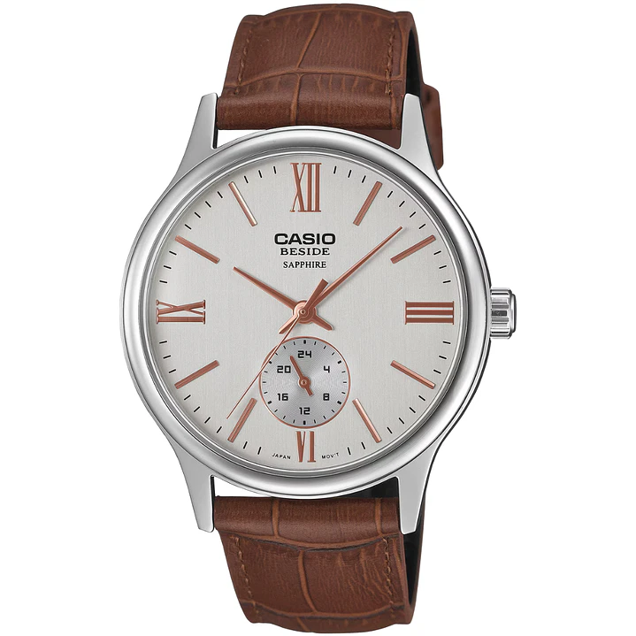 Reloj Casio Hombre Cuero y Cristal Zafiro BMS-100L-5AV 1