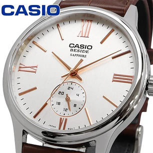 Reloj Casio Hombre Cuero y Cristal Zafiro BMS-100L-5AV