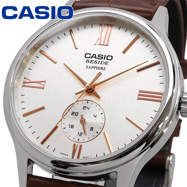 Reloj Casio Hombre Cuero y Cristal Zafiro BMS-100L-5AV 2
