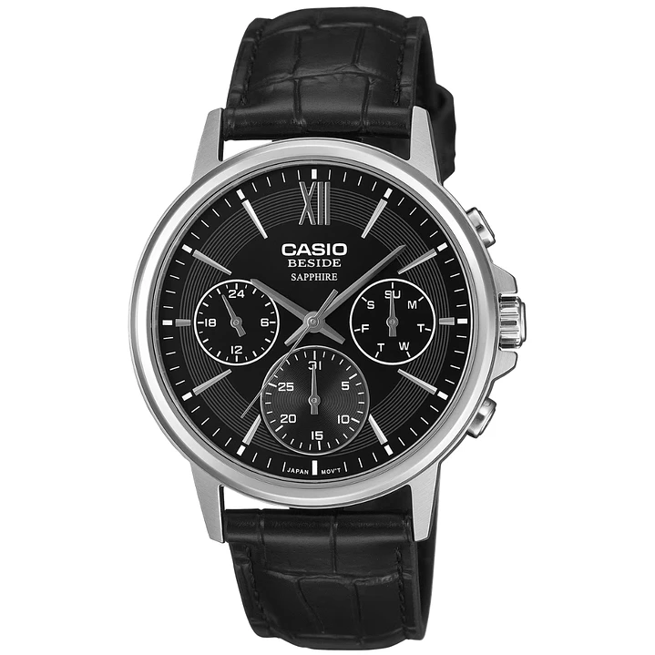 Reloj Casio Hombre Cuero y Cristal Zafiro BMS-300L-1A 1