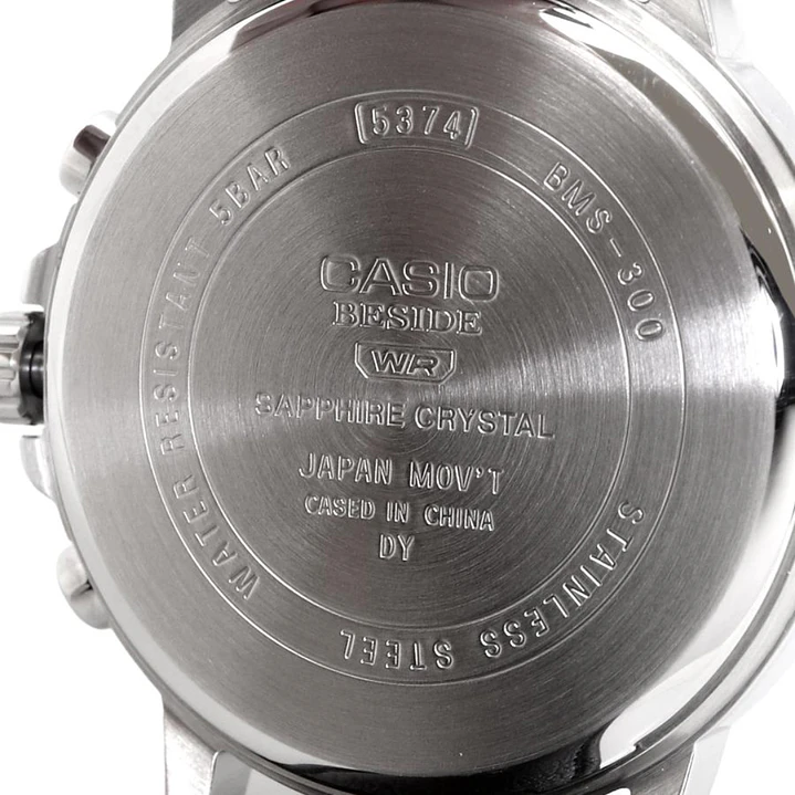 Reloj Casio Hombre Cuero y Cristal Zafiro BMS-300L-5A 5