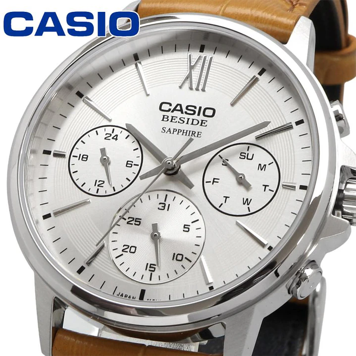 Reloj Casio Hombre Cuero y Cristal Zafiro BMS-300L-5A 4