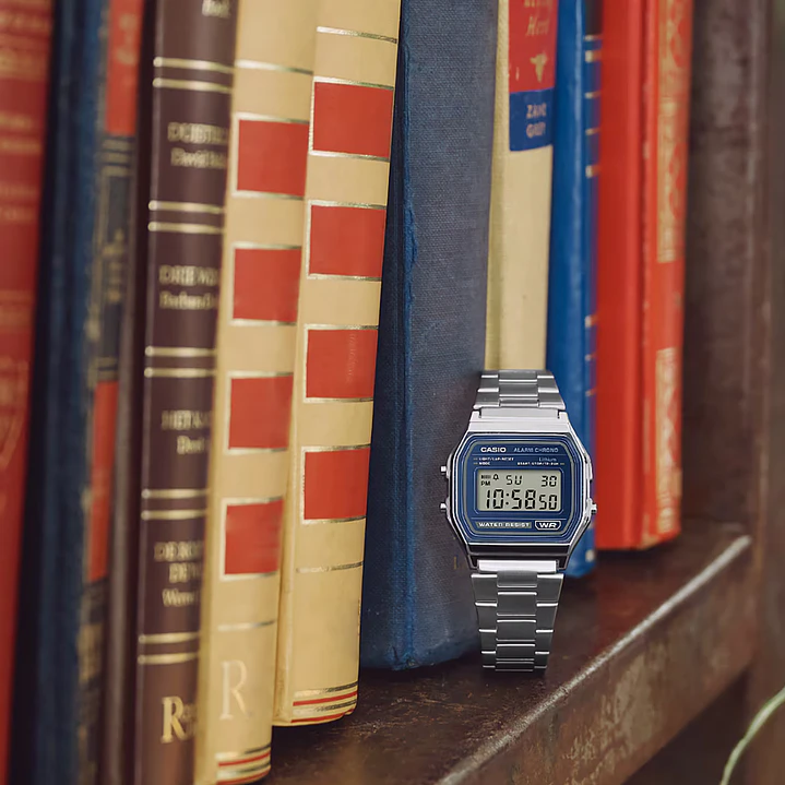 Reloj Casio Vintage Unisex Plateado Azul A-158WEA-2 5