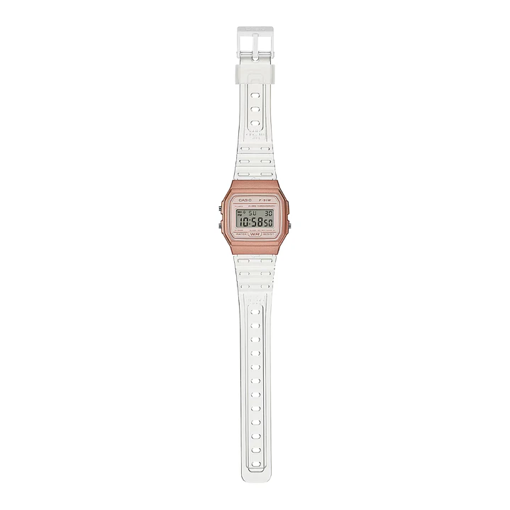 Reloj Casio Vintage Rosé Correa Traslúcida F-91WS-7A3 3