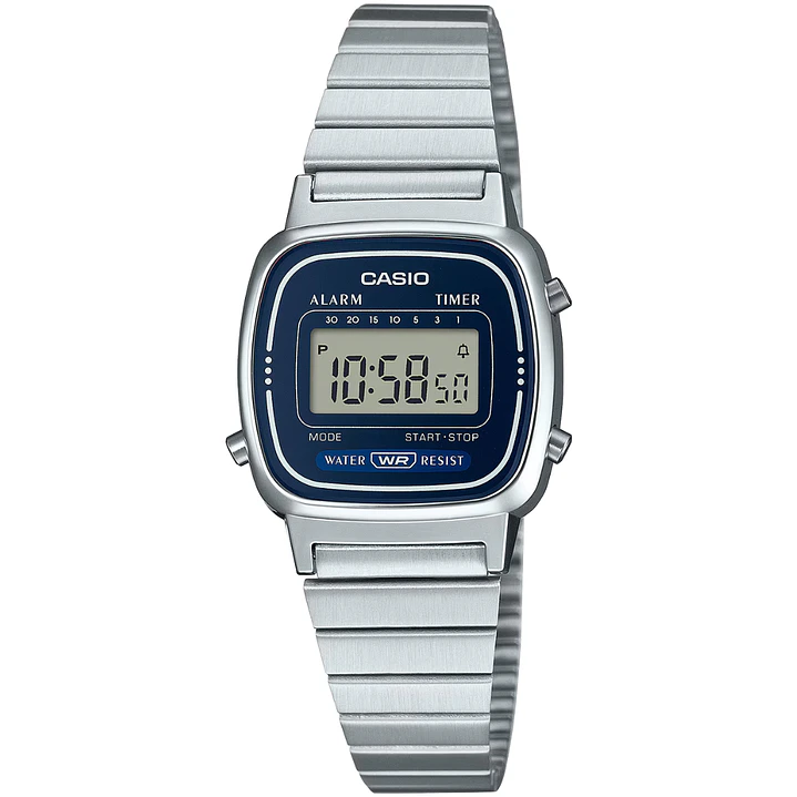 Reloj Casio Mini Mujer Plateado Azul LA-670WA-2 1