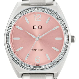 Reloj Q&Q Plateado Rosado Brillos Q91B-002PY