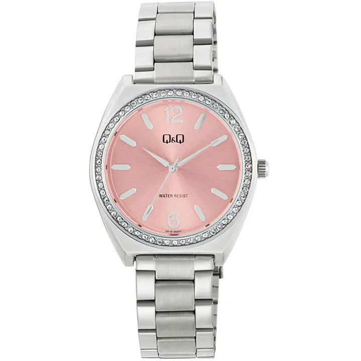 Reloj Q&Q Plateado Rosado Brillos Q91B-002PY 1