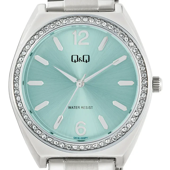 Reloj Q&Q Plateado Turquesa Brillos Q91B-003PY 2