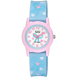 Reloj Q&Q Mini Infantil Niñes Celeste Rosado V22A-008VY