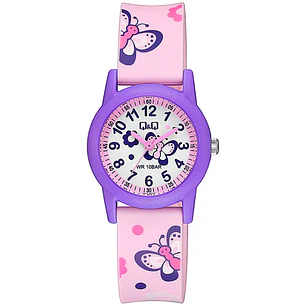 Reloj Q&Q Mini Infantil Niñes Morado Rosado V22A-009VY