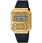 Casio Vintage Unisex Dorado Correa Cuero Negro A100WEFG-9A - Miniatura 1