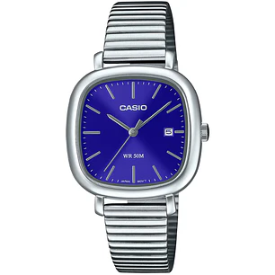 Reloj Casio Vintage Acero Plateado Azul LTP-B166D-2AV