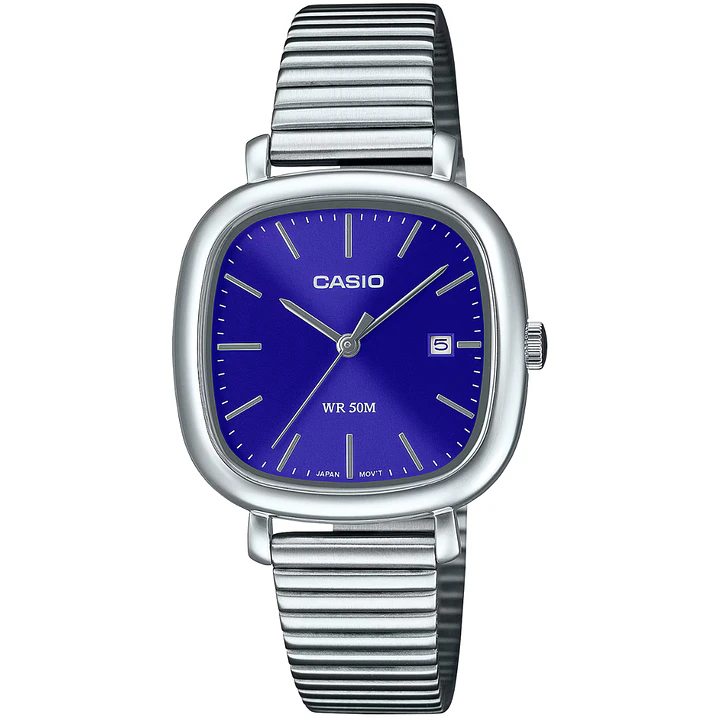 Reloj Casio Vintage Acero Plateado Azul LTP-B166D-2AV 1