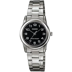 Reloj Casio Mini Vintage Plateado Negro LTP-V001D-1B