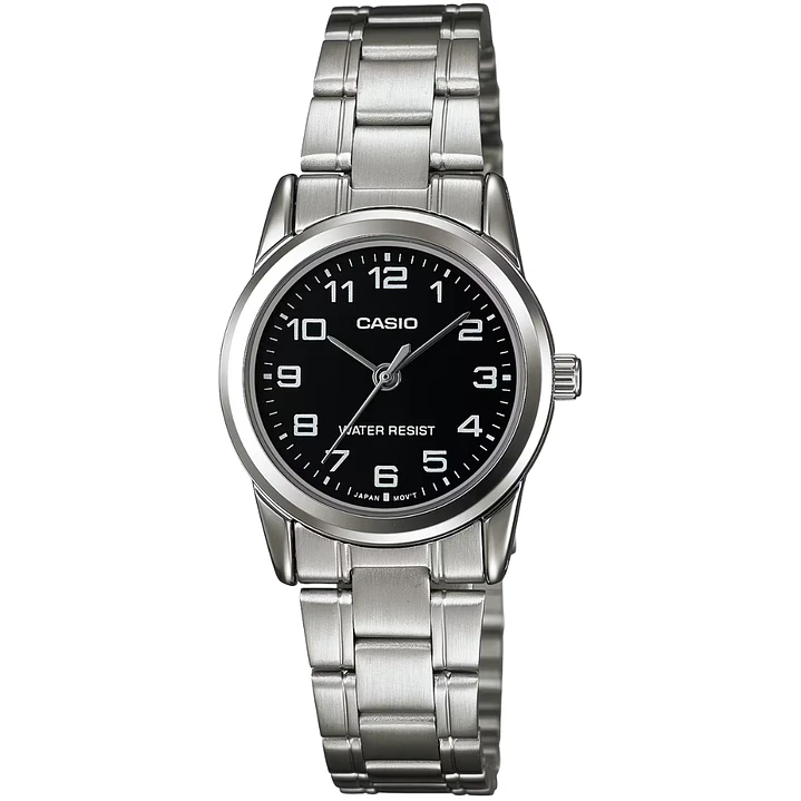 Reloj Casio Mini Vintage Plateado Negro LTP-V001D-1B 1