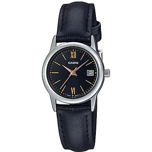 Reloj Casio Mini con Fecha Correa Cuero Negro LTP-V002L-1B3