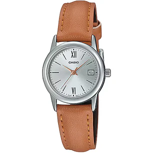 Reloj Casio Mini con Fecha Correa Cuero Café Camel LTP-V002L-7B3