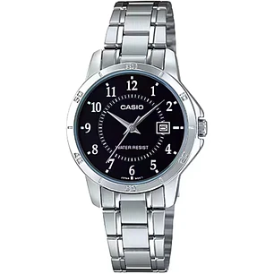 Casio Casio Mujer Análogo Plateado Negro Con Fecha LTP-V004D-1B
