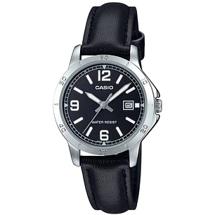 Reloj Casio Mediano Correa Cuero Negro LTP-V004L-1B