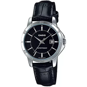 Reloj Casio Mediano Correa Cuero Negro LTP-V004L-1A