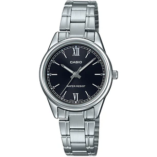 Reloj Casio Análogo Mujer Plateado Negro LTP-V005D-1B2