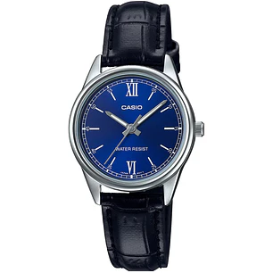 Reloj Casio Vintage Correa Cuero Negro Azul LTP-V005L-2B
