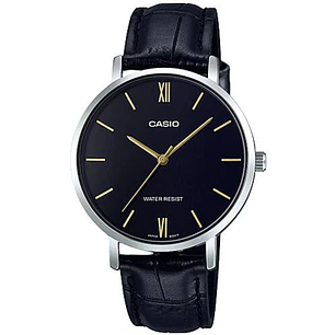 Reloj Casio Mujer Minimalista Cuero Negro LTP-VT01L-1B