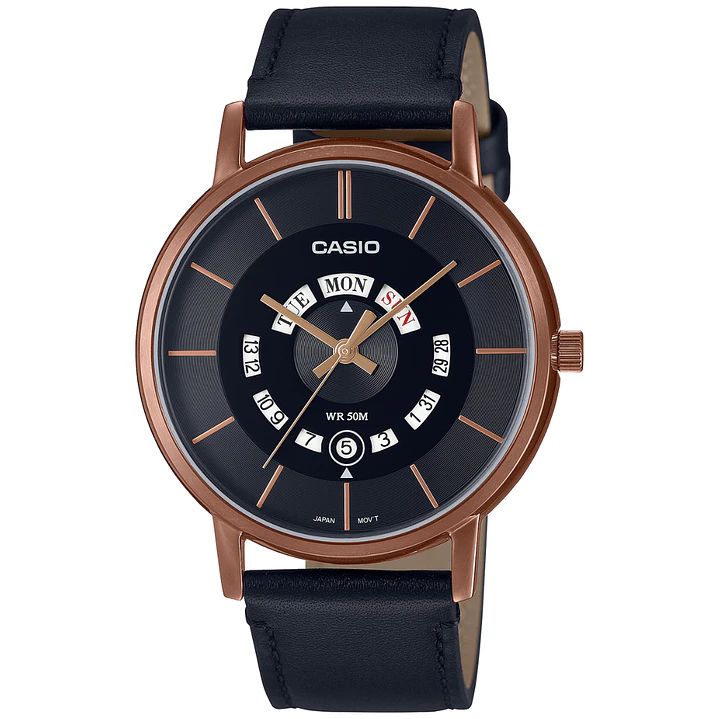 Reloj Casio Hombre con Calendario y Correa Cuero MTP-B135RL-1AV 1