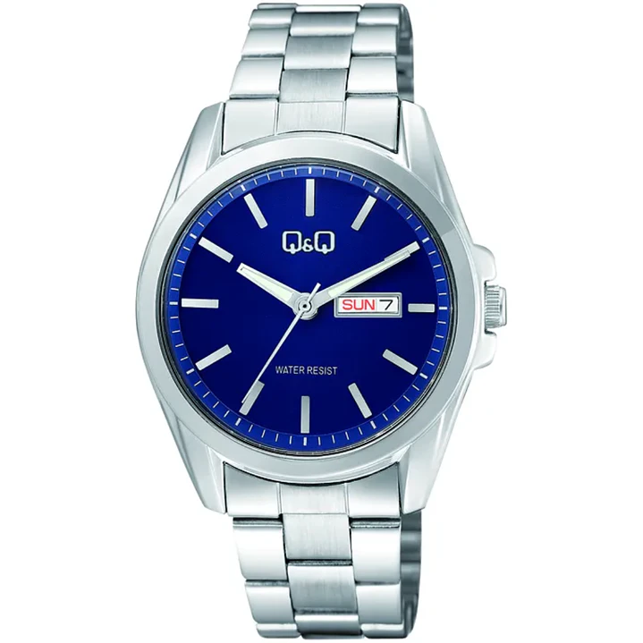 Reloj Q&Q Hombre Análogo Plateado Azul A05A-004PY    1